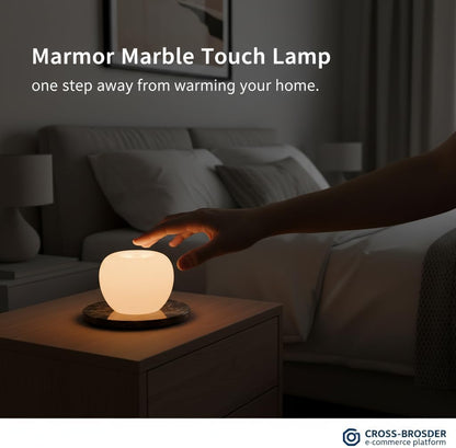 Marble Lamp Night Light Touch Bedside Table Lamp for Bedroom,Type-C Rechargeable Small Desk Bedside Small Lamps,Eye Caring Dimmable LED Ambient lamp (Mid Century Modern)