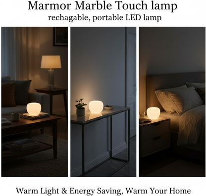 Marble Lamp Night Light Touch Bedside Table Lamp for Bedroom,Type-C Rechargeable Small Desk Bedside Small Lamps,Eye Caring Dimmable LED Ambient lamp (Mid Century Modern)