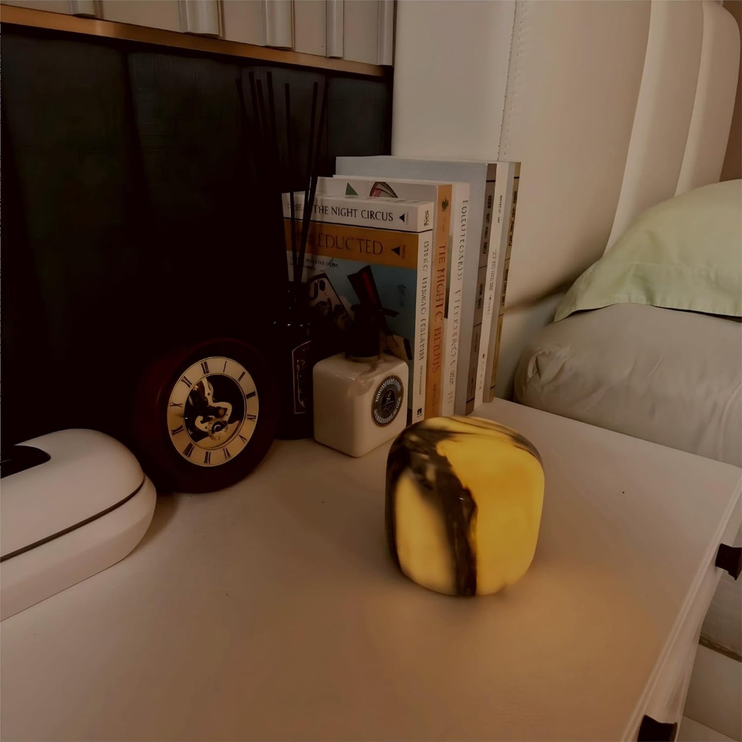 Marble Lamp Night Light Touch Bedside Table Lamp for Bedroom,Type-C Rechargeable Small Desk Bedside Small Lamps,Eye Caring Dimmable LED Ambient lamp (Mid Century Modern)