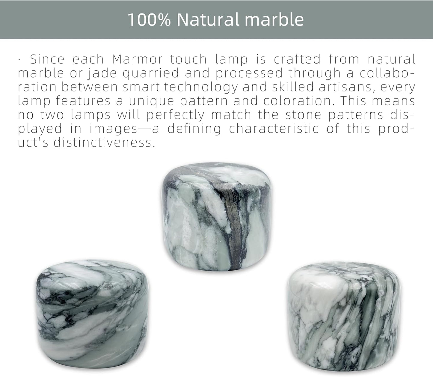 Marble Lamp Night Light Touch Bedside Table Lamp for Bedroom,Type-C Rechargeable Small Desk Bedside Small Lamps,Eye Caring Dimmable LED Ambient lamp (Mid Century Modern)