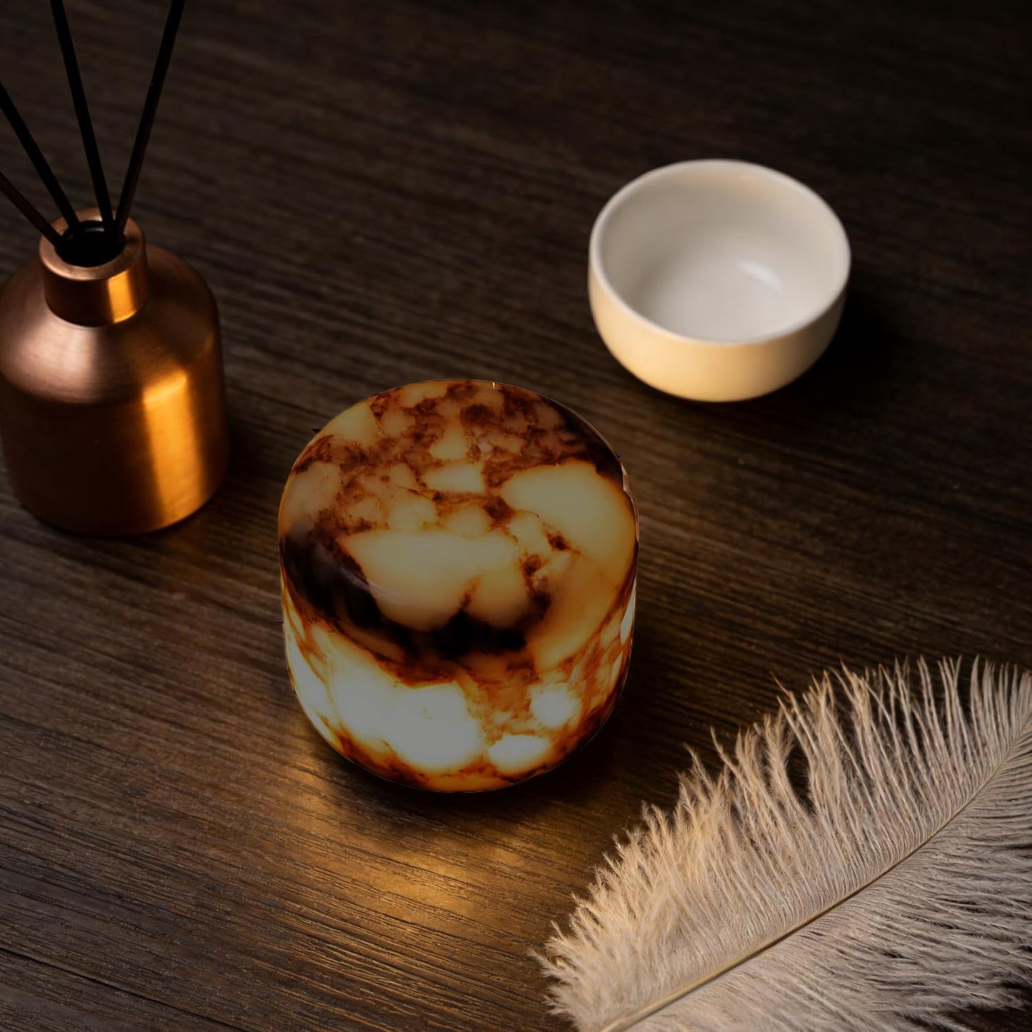 Marble Lamp Night Light Touch Bedside Table Lamp for Bedroom,Type-C Rechargeable Small Desk Bedside Small Lamps,Eye Caring Dimmable LED Ambient lamp (Mid Century Modern)
